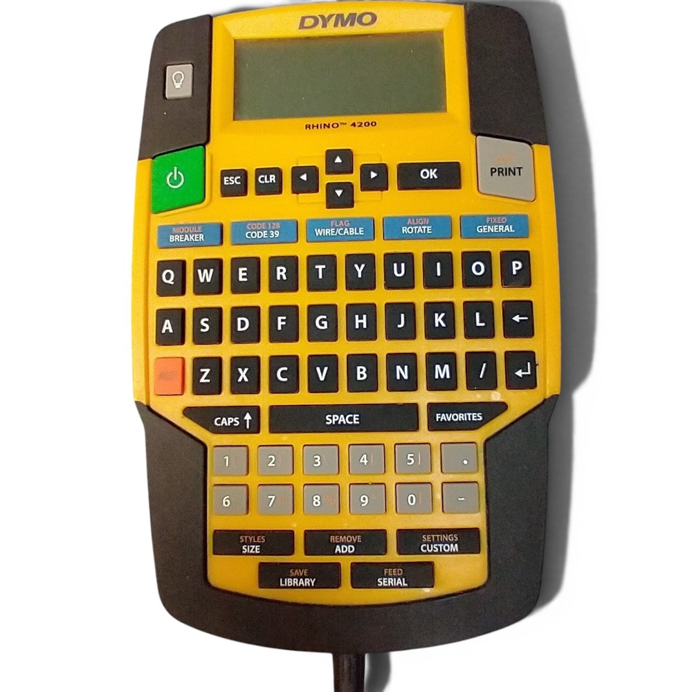 DYMO Rhino 4200 Industrial Label Maker Handheld QWERTY Keyboard Yellow TESTED